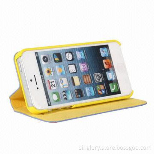 Color Matching Leather Case for iPhone 5S, with Stand Design